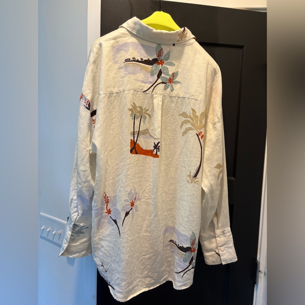 Soleil Soleil Keaton Shirt Hula Vacation Print Shirt Dress Tunic Button Top Sz 2 - Picture 12 of 15